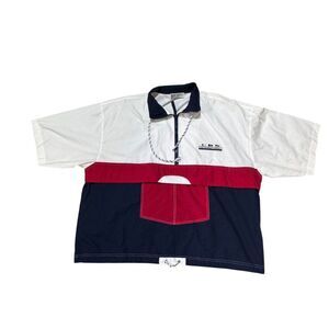 Alan Sport Men International  Retro Vintage Sailing Nautical Colorblock Shirt XL